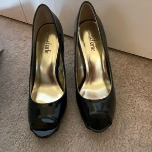 Black peep toe heels